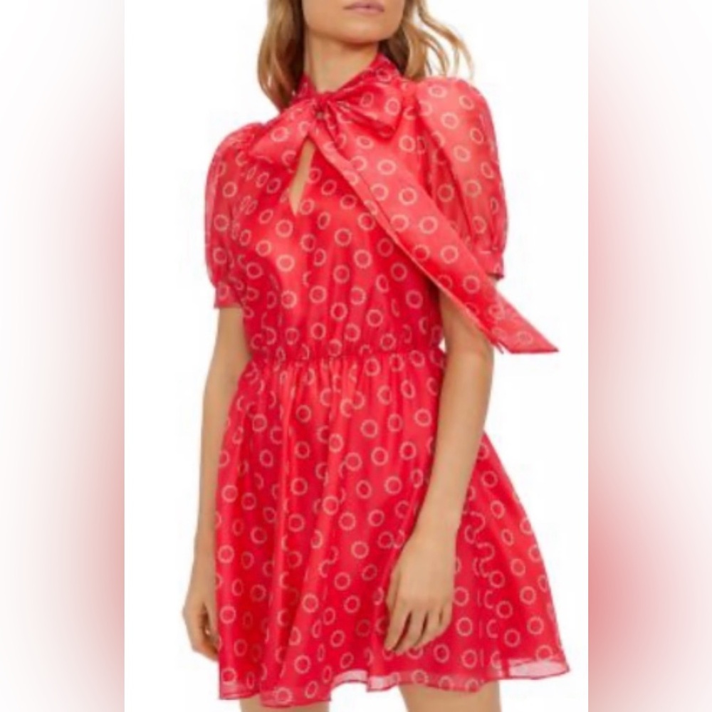 Ted Baker Bright Red Circle-Print Mini Dress